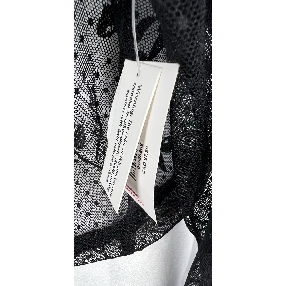 Bodyrage Black Sheer Mesh Bow Polka Dot Long Sleeve Top L/XL Goth Coquette Y2K - Picture 6 of 12